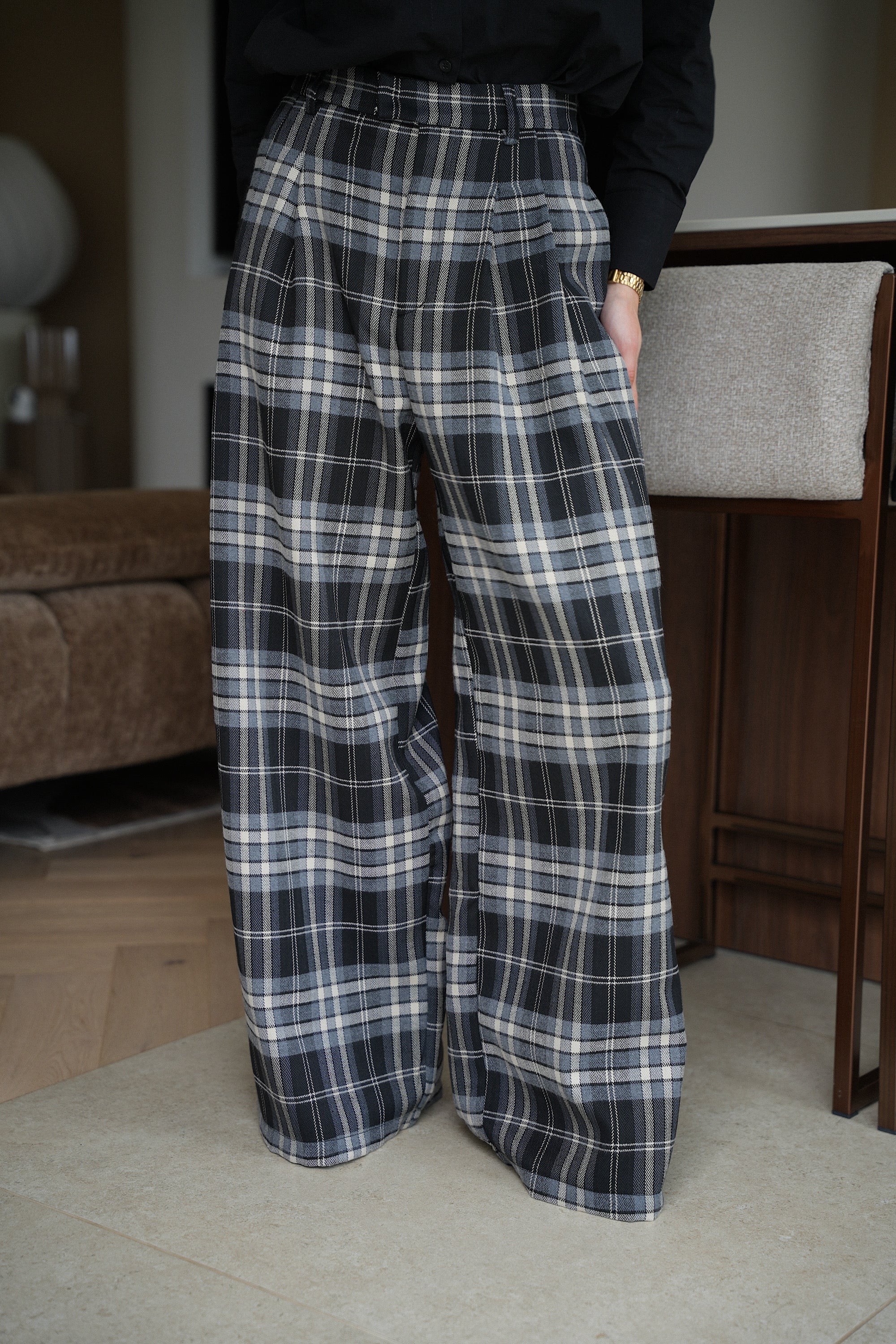 Lola noir - Pantalon à carreaux