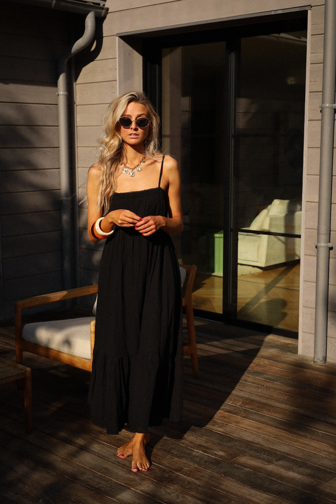 Ana noire - Robe gaze de coton