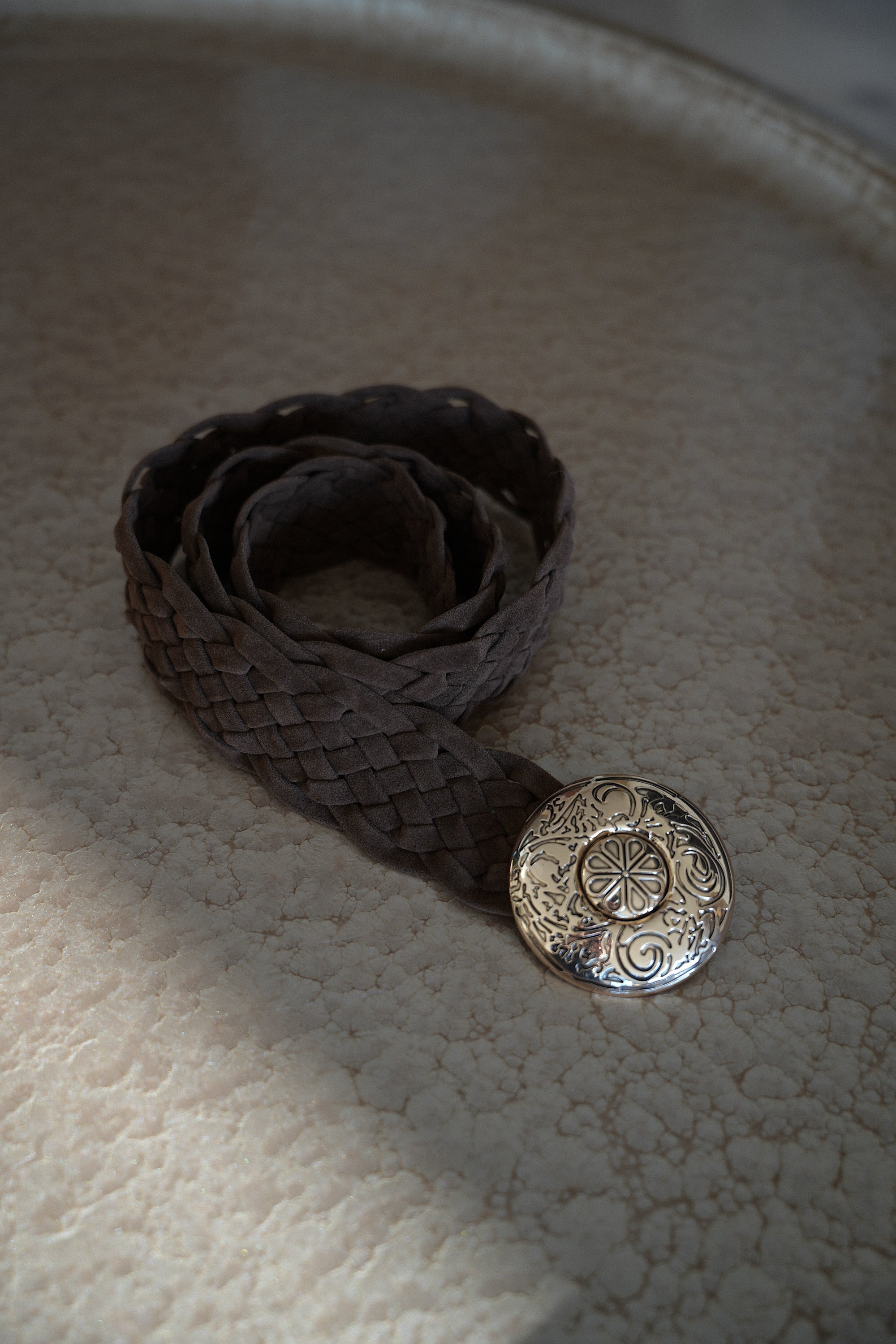 Suzon chocolat/dorée - Ceinture tressée