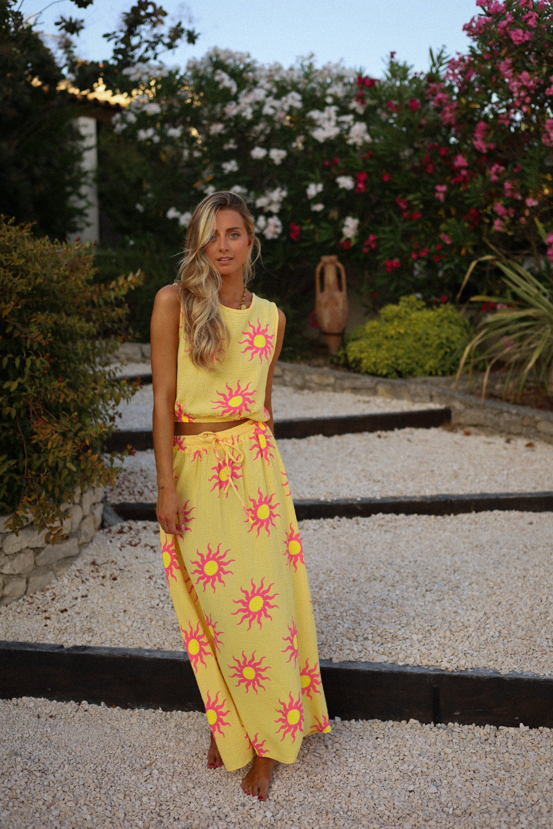 Solena jaune - Ensemble gaze de coton