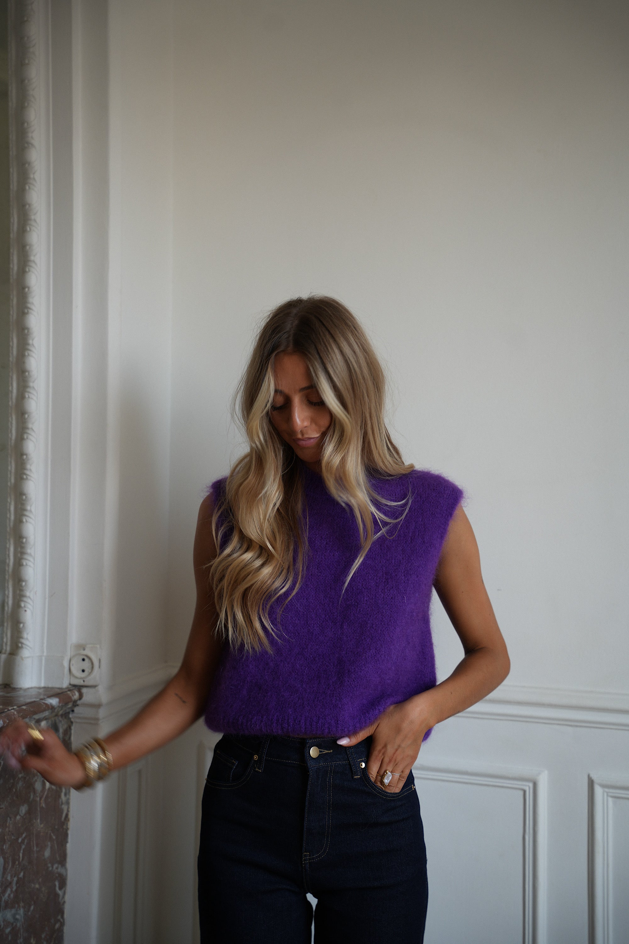 Polino violet - Pull sans manches