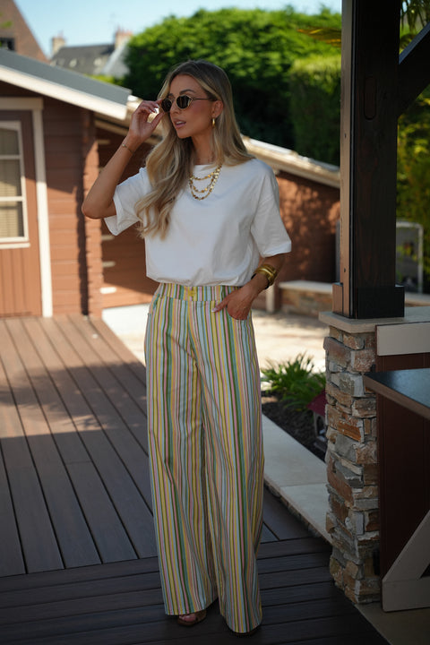 Menssia coloré - Pantalon rayé