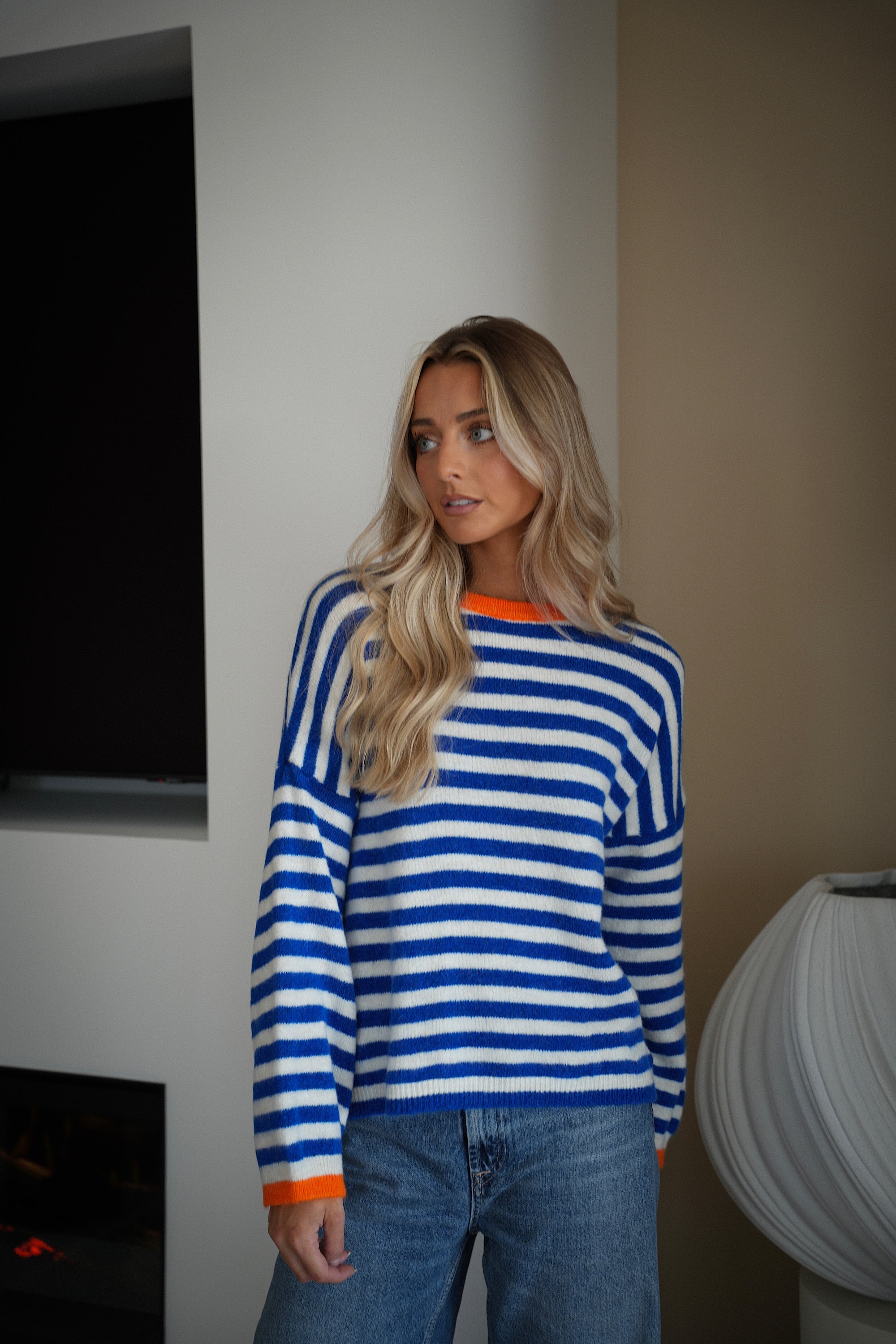 Laora bleu - Pull rayé