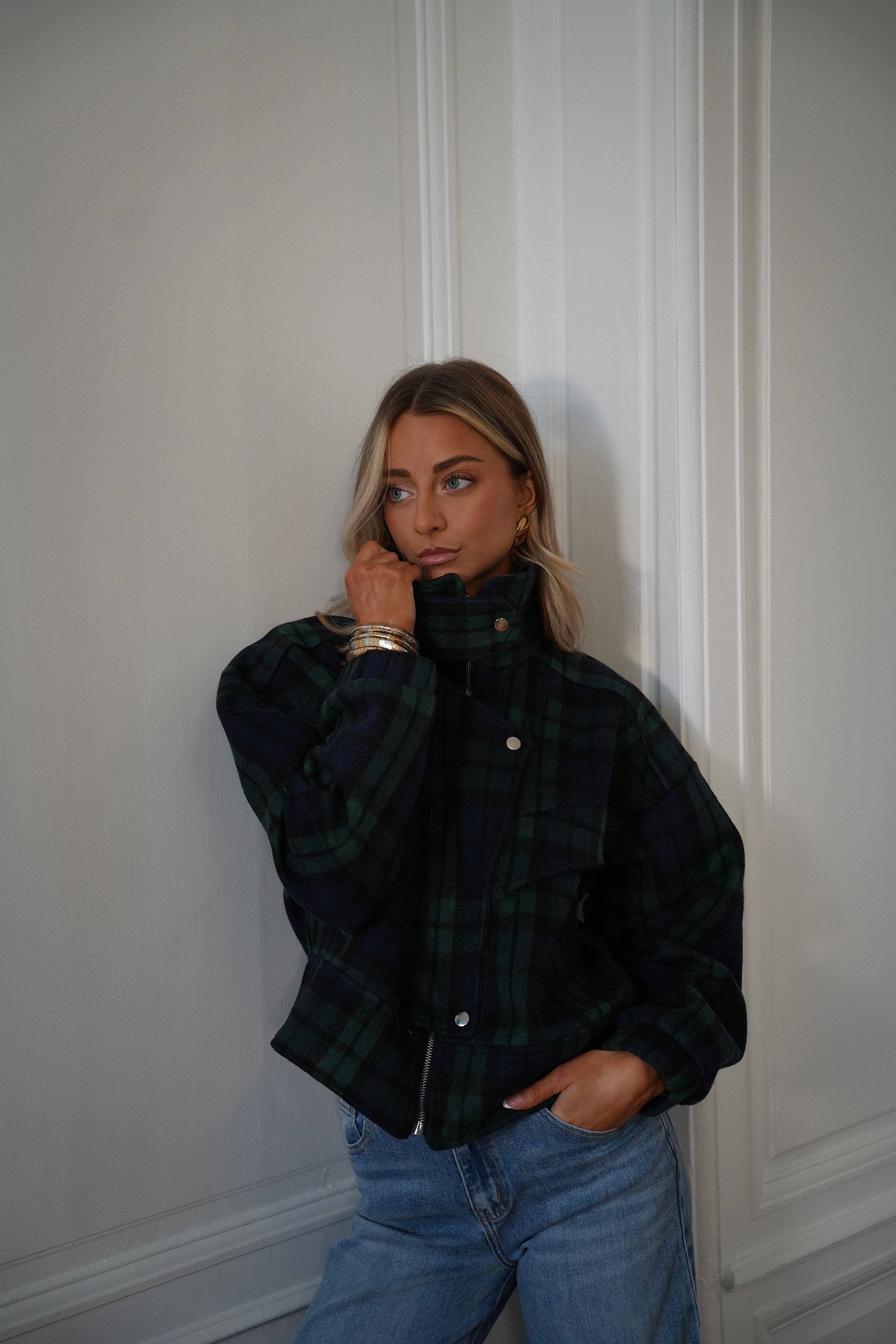 Riana bleue - Veste à carreaux