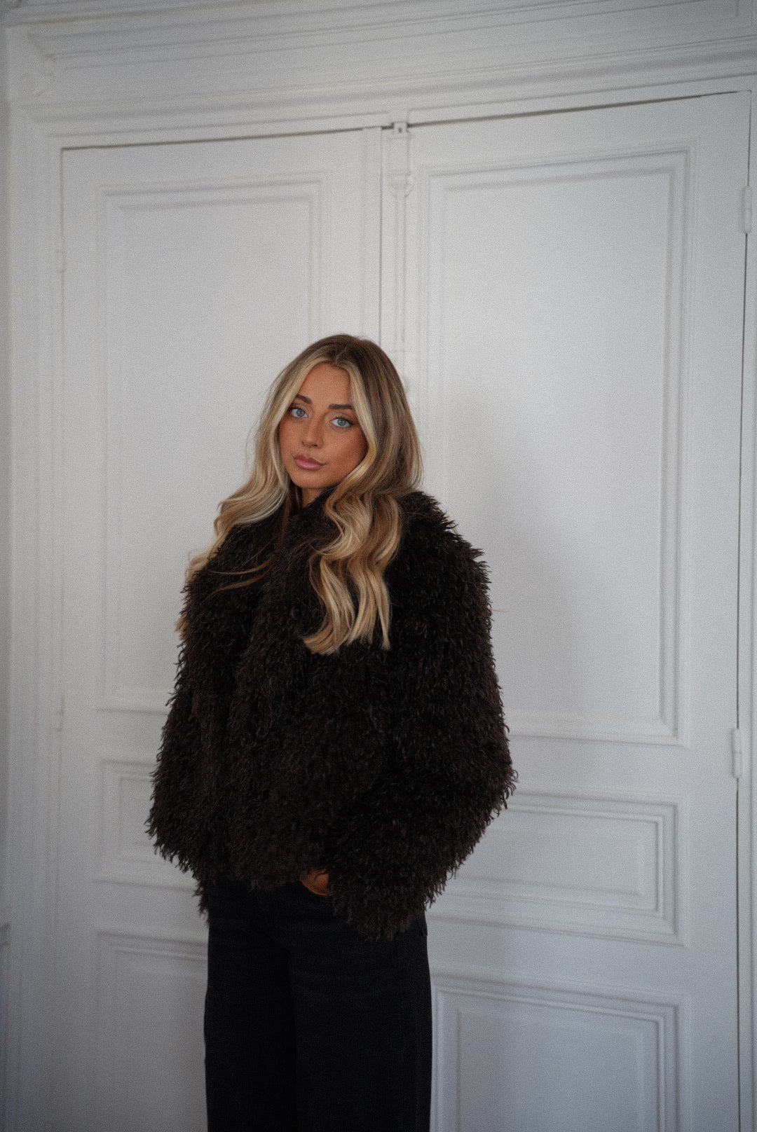 Soanne chocolat - Manteau fourrure