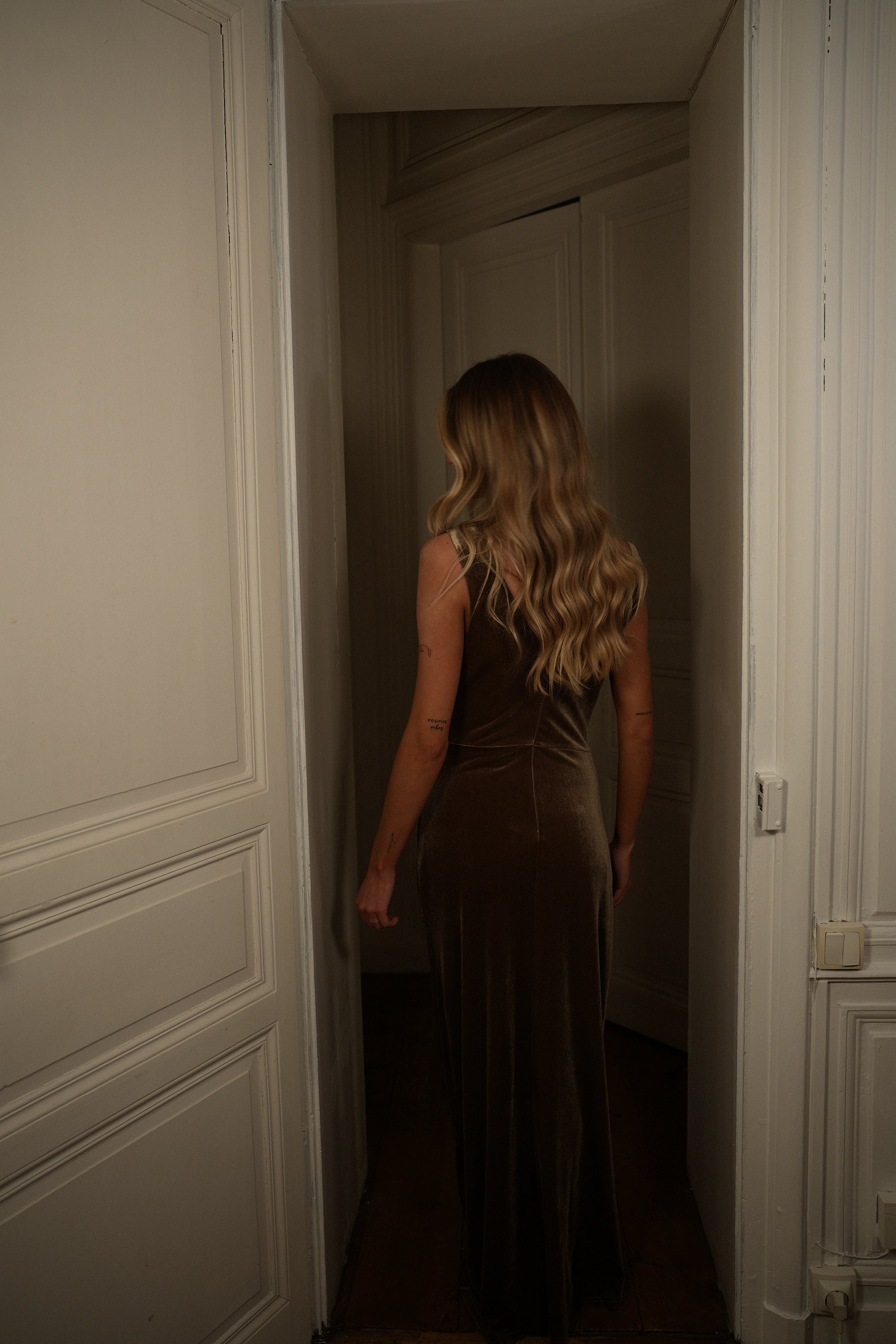 Ema taupe - Robe en velours