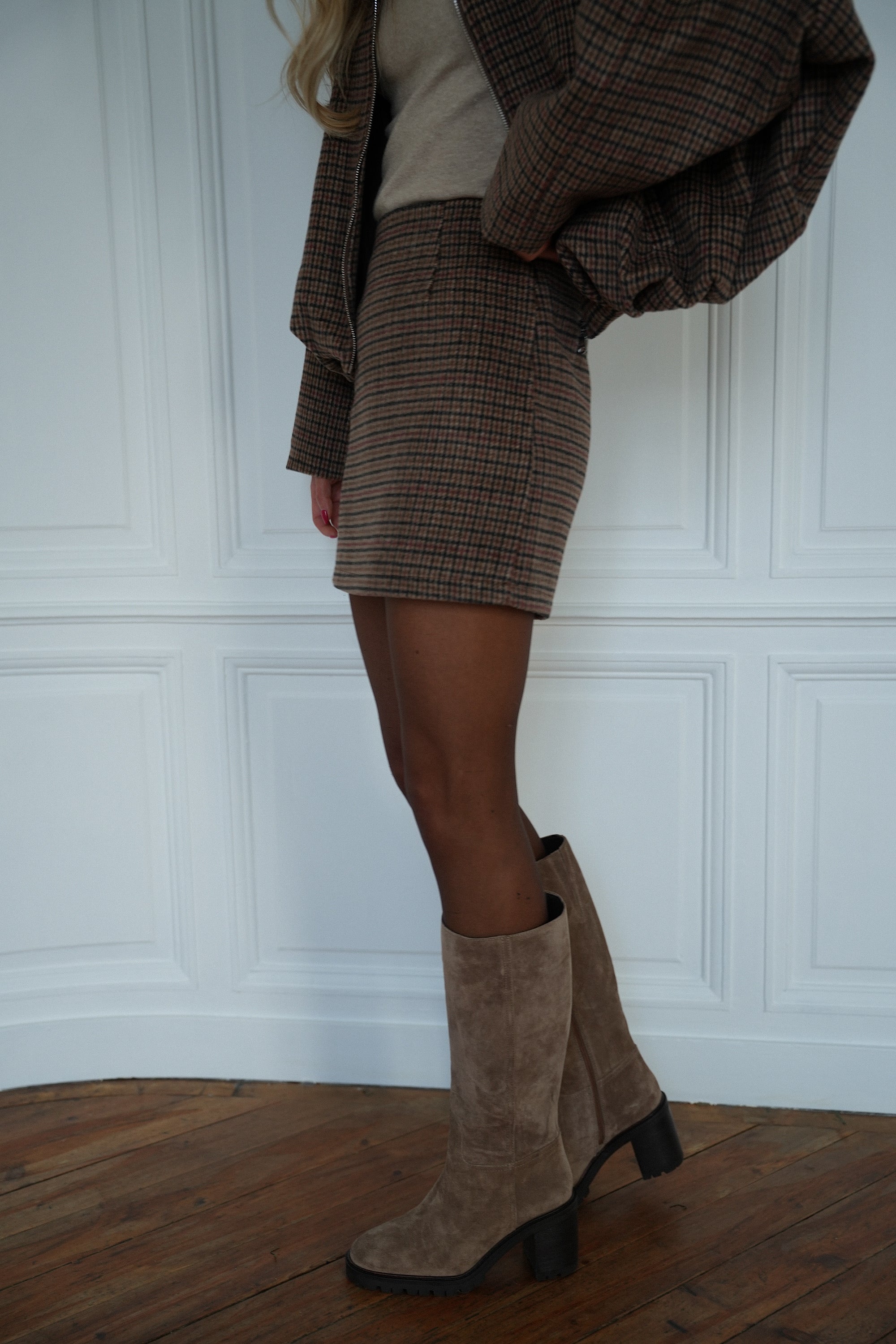Laya marron - Jupe à carreaux