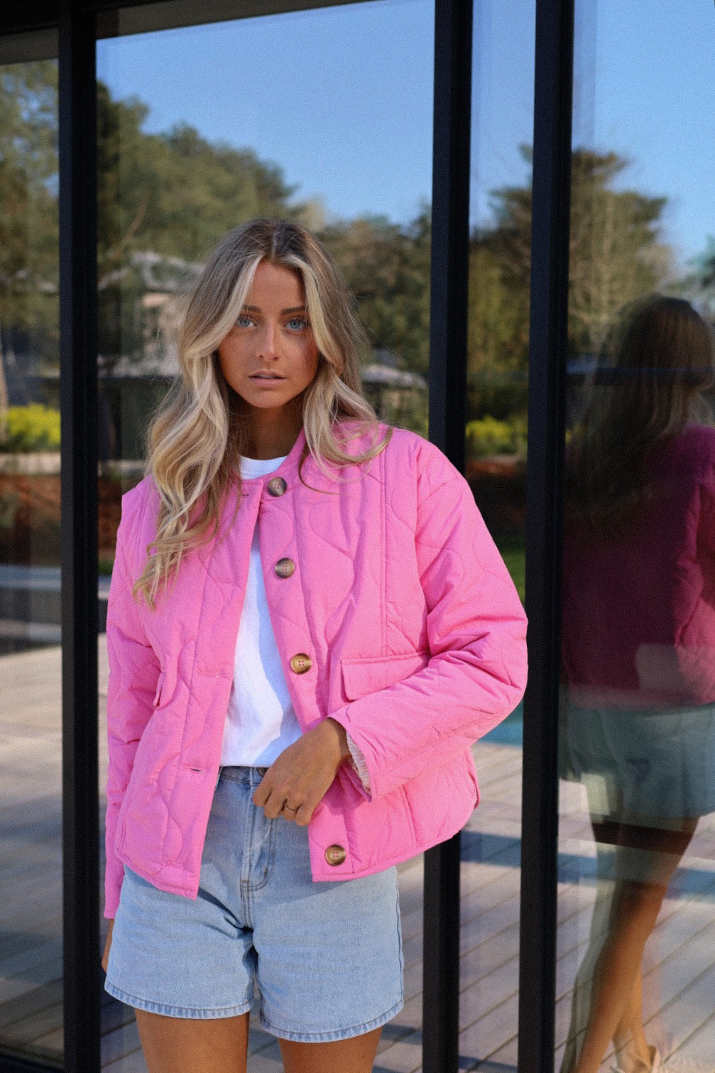 Charline rose - Veste matelassée