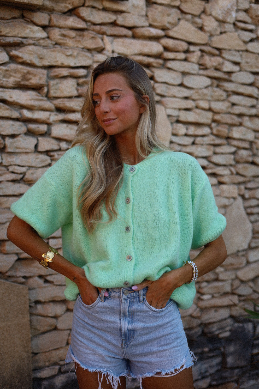 Elsa vert d’eau - Gilet boutonné