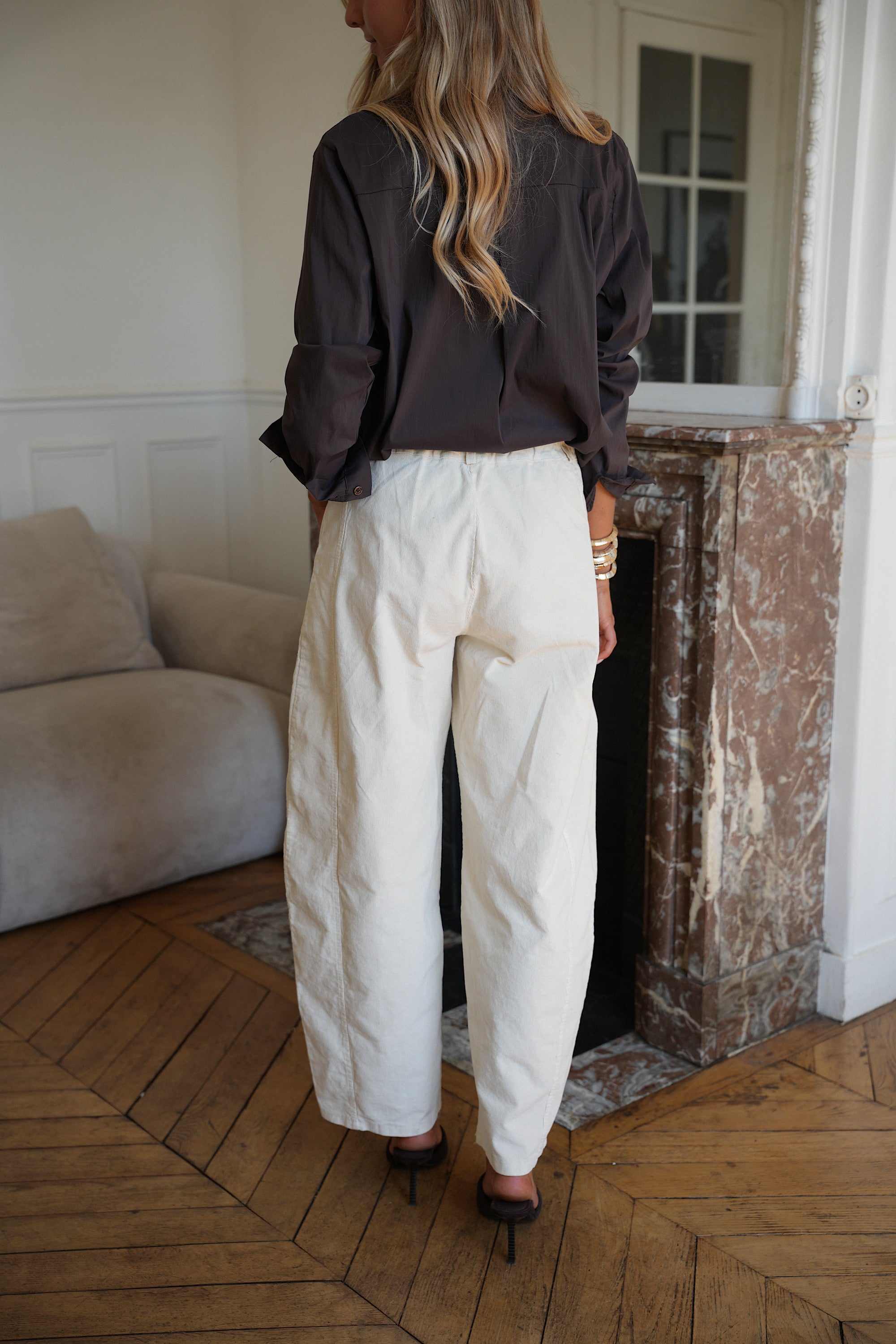 Elly crème - Pantalon velours