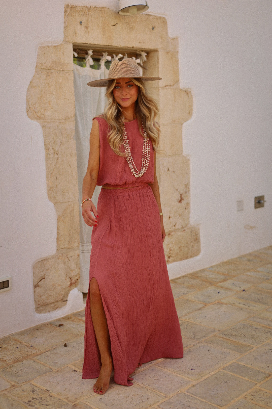 Elize terracotta - Ensemble jupe/top