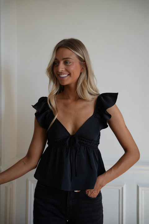 Moriz noir - Top volanté