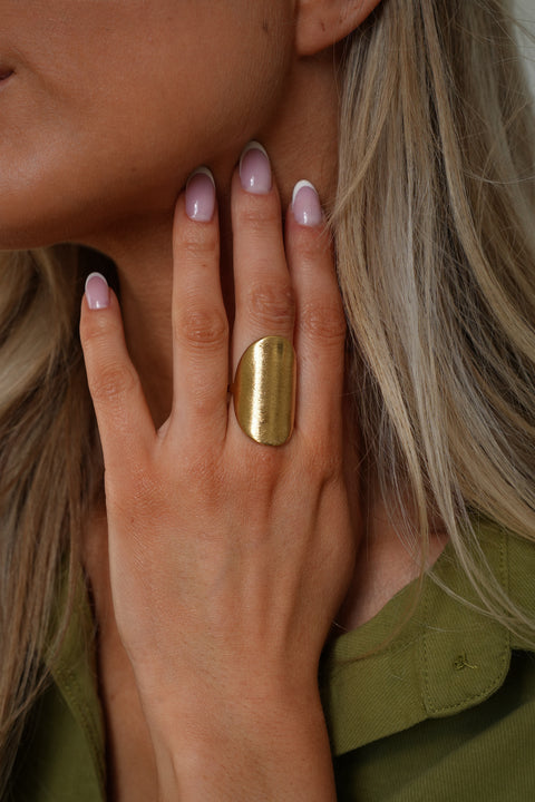 Nao dorée - Bague acier