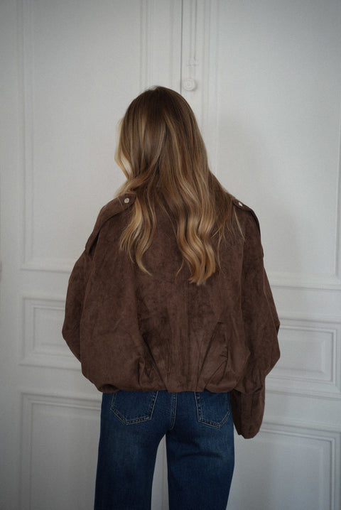Amelia chocolat - Veste suédée