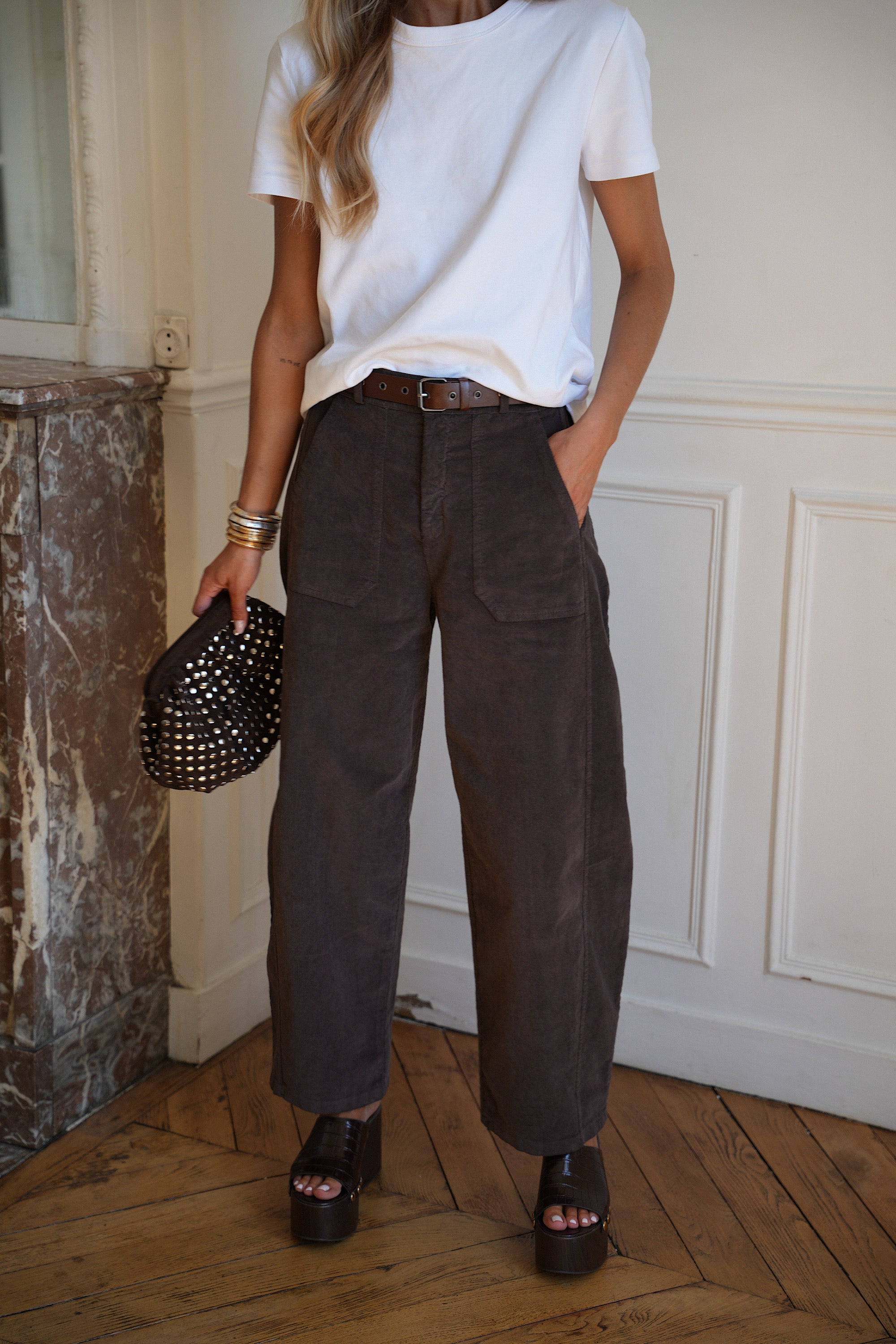 Elly chocolat - Pantalon velours