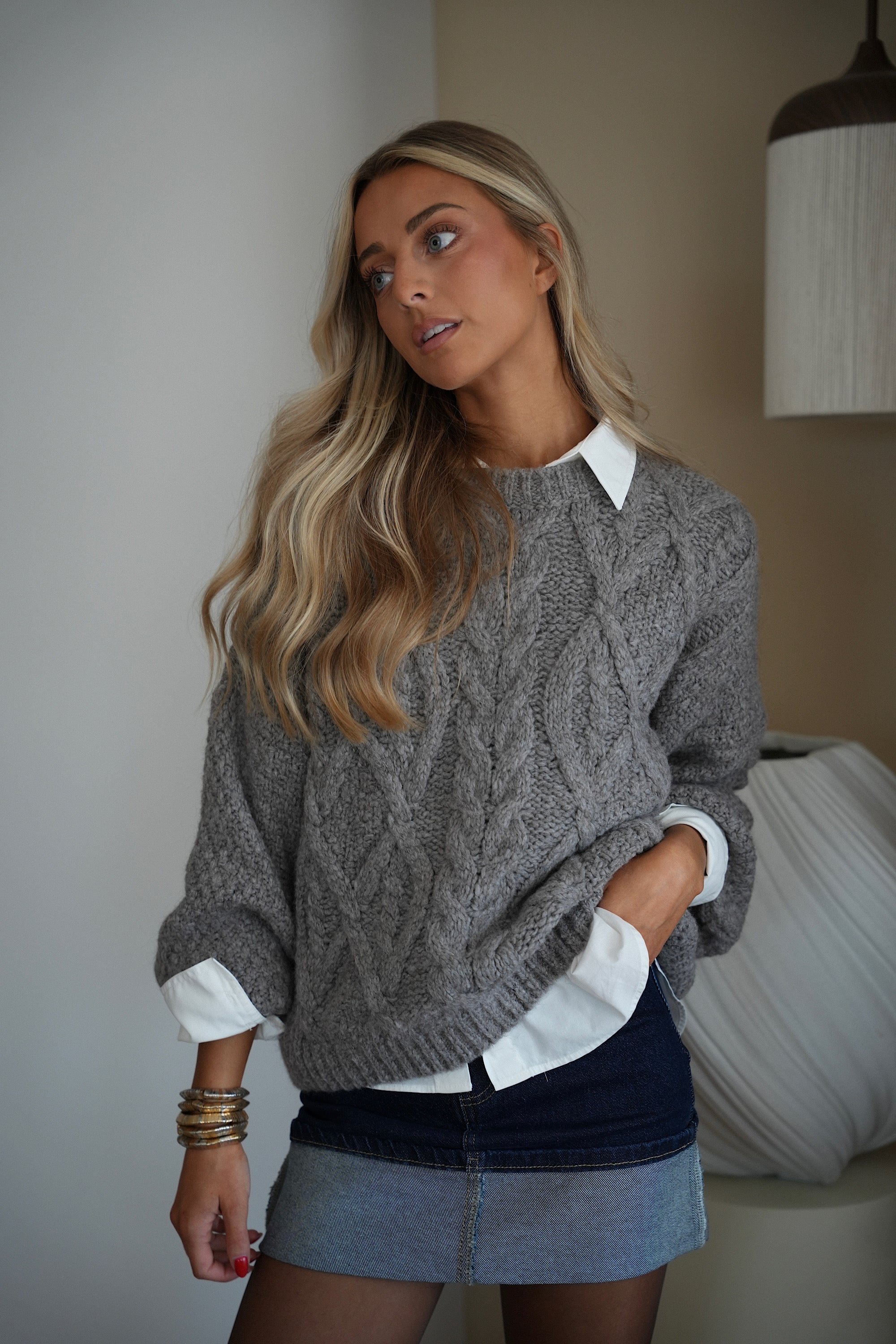 Santana gris - Pull torsadé