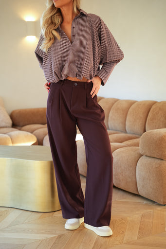 Alfa prune - Pantalon droit