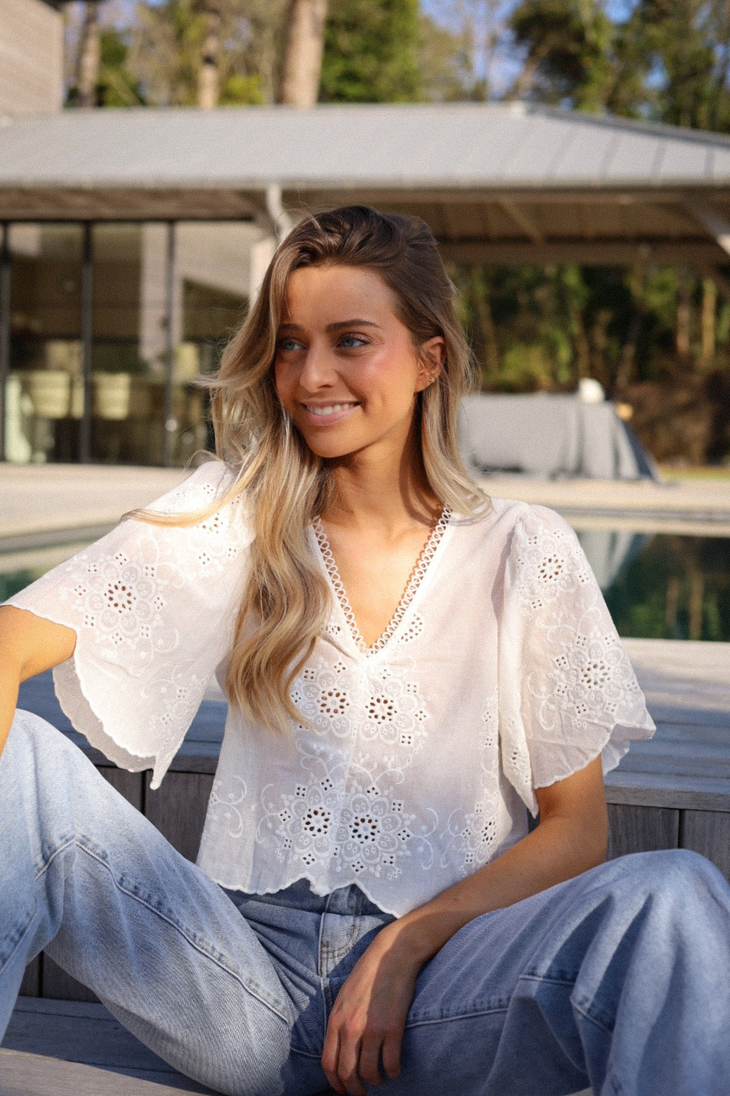 Polina blanche - Blouse brodée