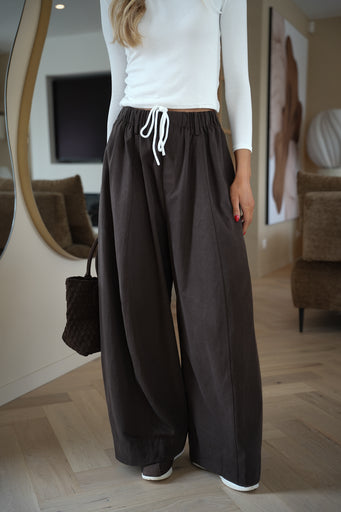 Lorya chocolat - Pantalon ample