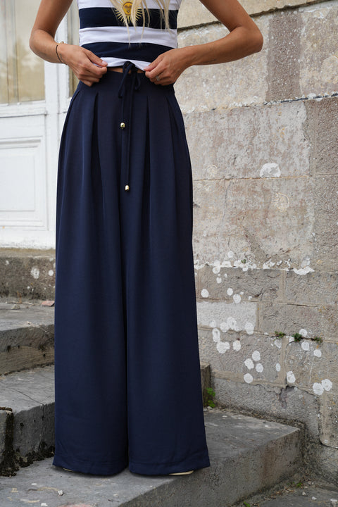 Elia marine - Pantalon droit