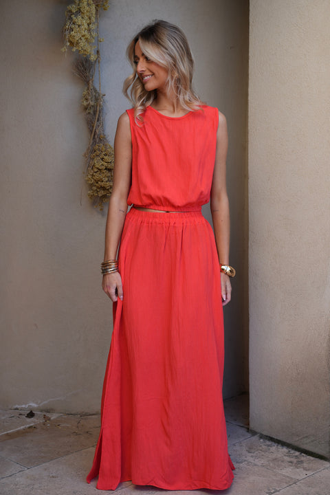 Elize corail - Ensemble jupe/top