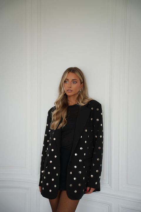 Mily noire - Veste blazer cloutée
