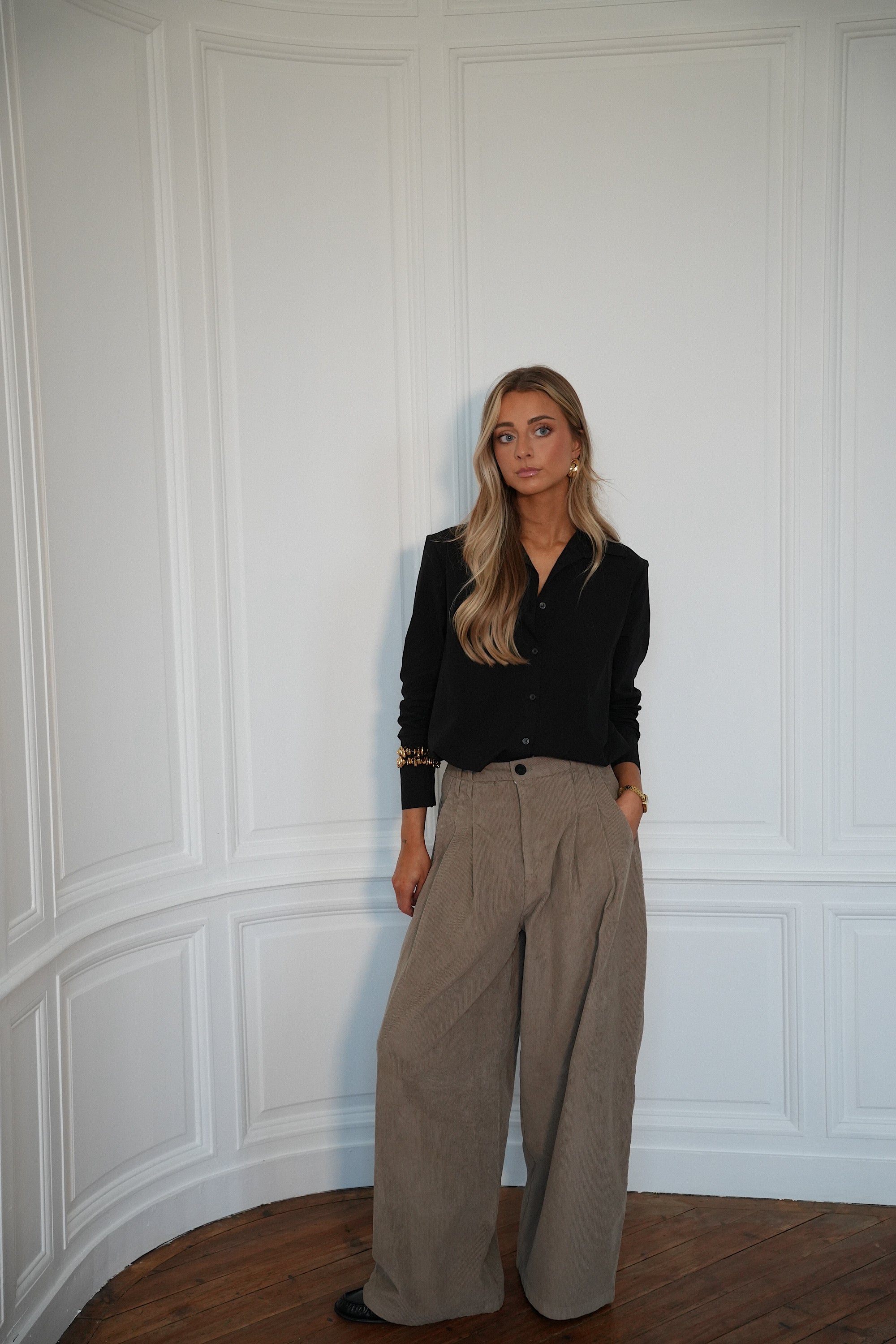 Max beige - Pantalon velours