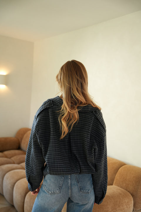 Bloom marine - Veste à carreaux