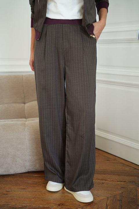 Terry taupe - Pantalon droit