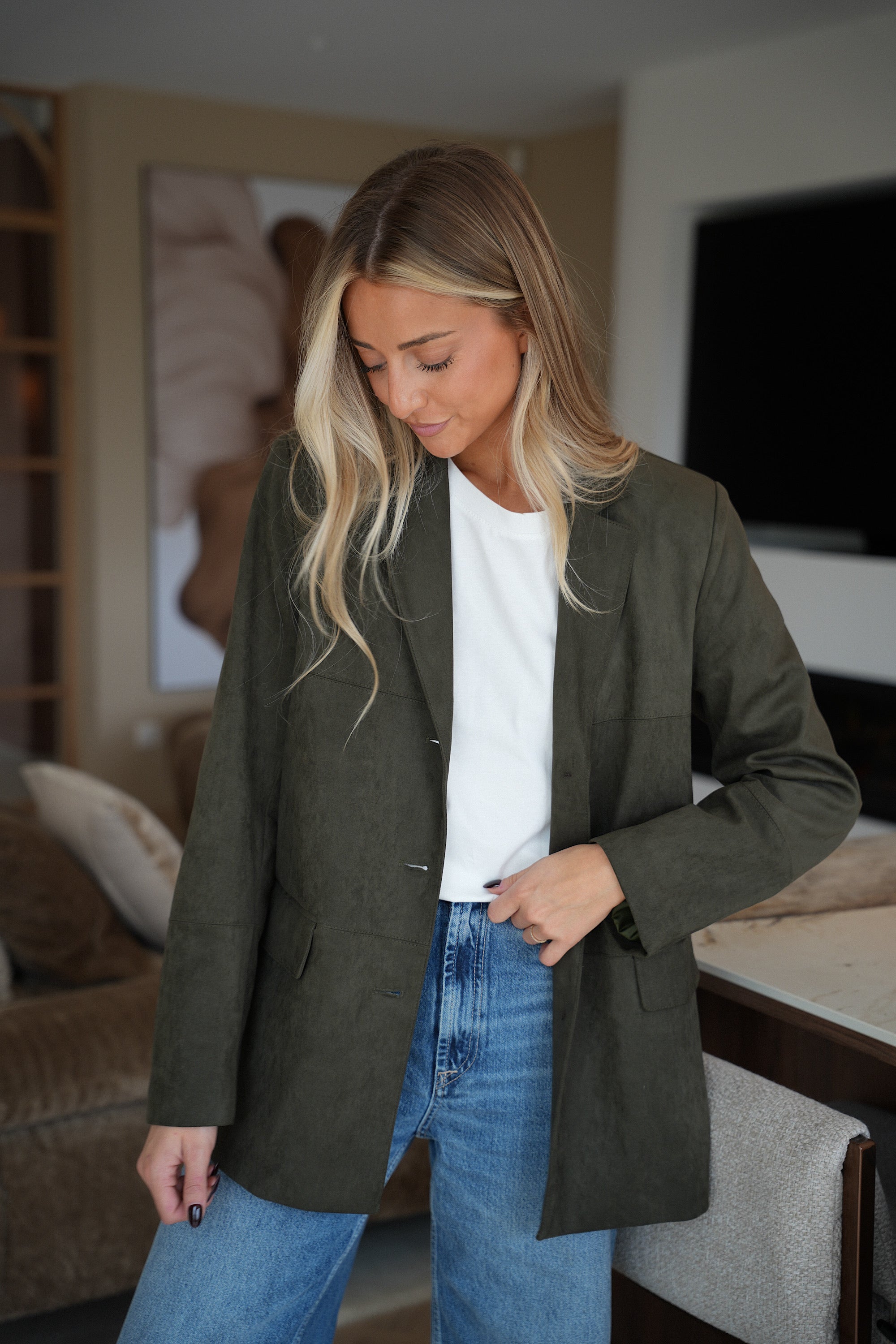 Marylin kaki - Veste suédée