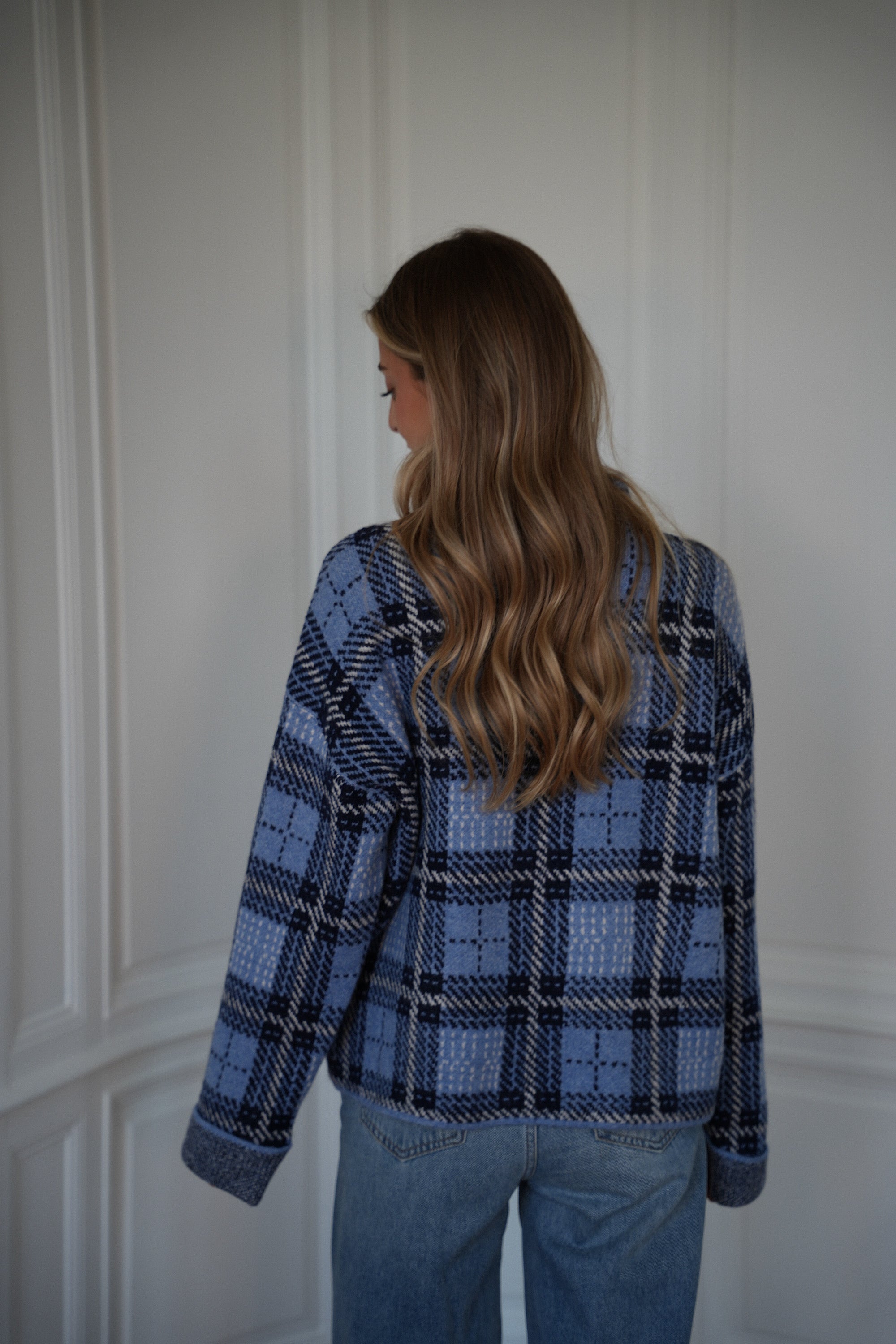Nala bleu - Pull à carreaux