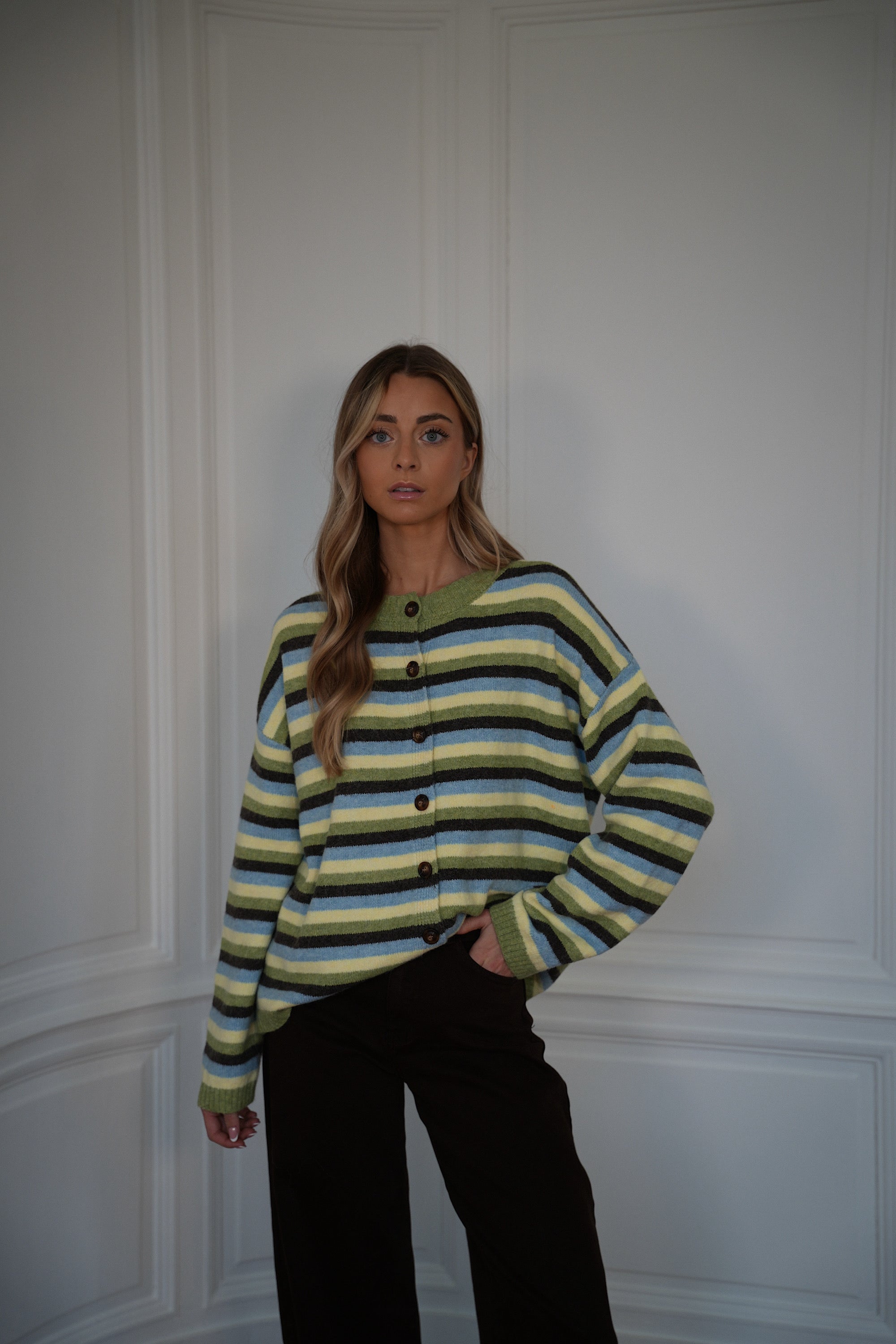 Victor vert - Gilet rayé