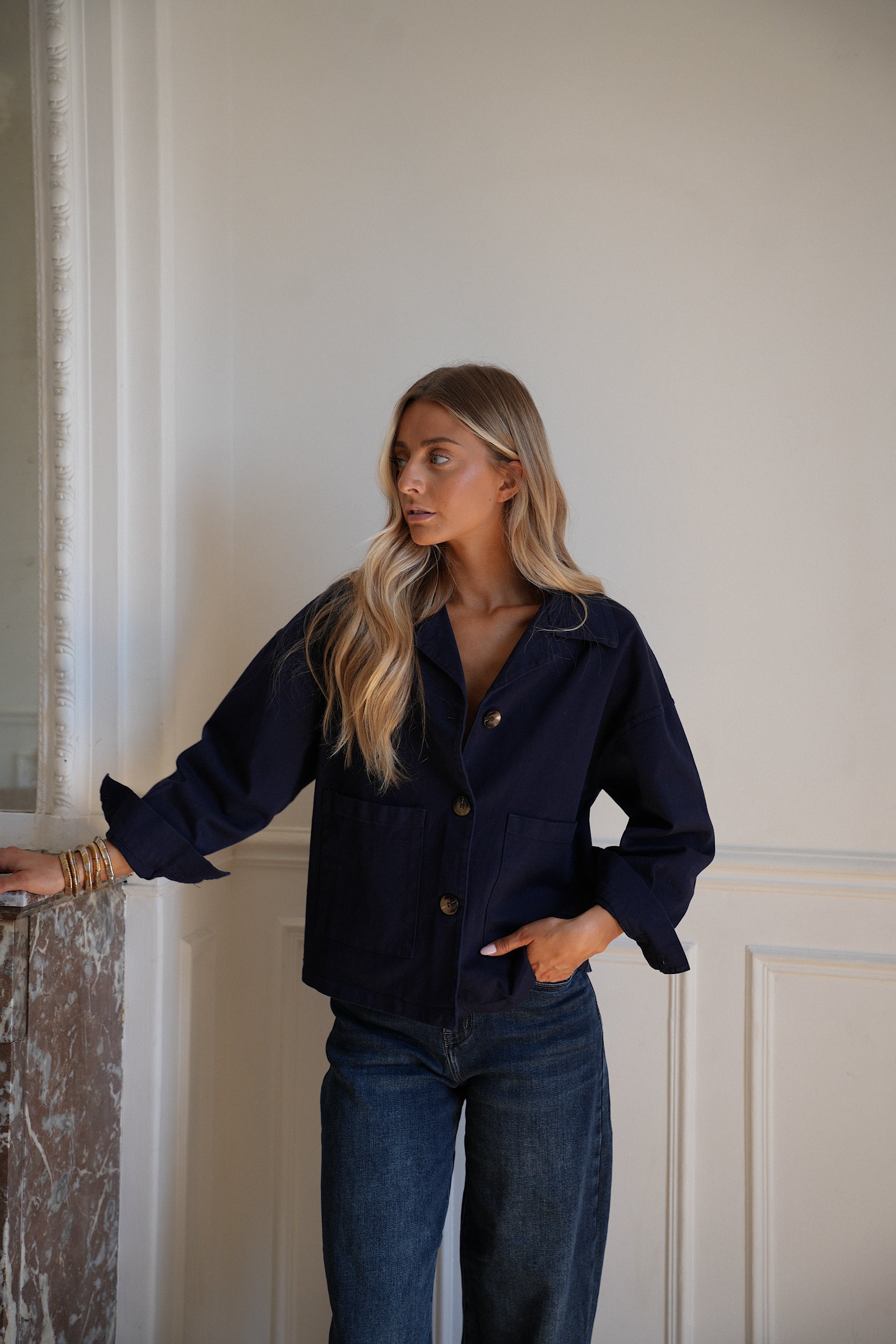 Doria bleue - Veste boutonnée