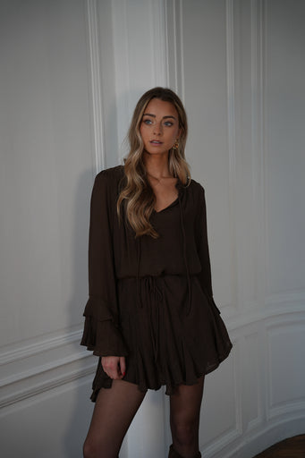 Edda chocolat - Robe volantée