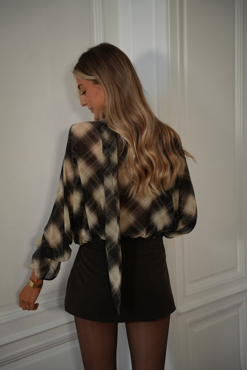 Sella beige - Blouse à carreaux