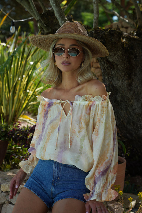 Angella pastel - Blouse col bardot
