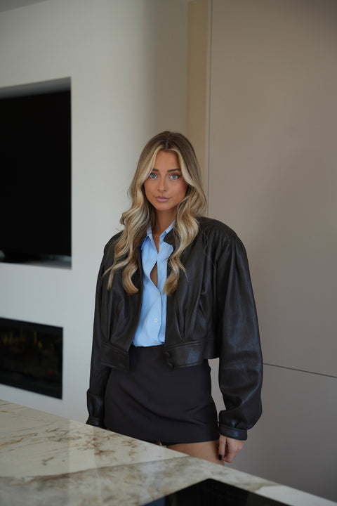 Debo chocolat - Veste en cuir