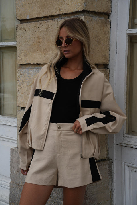 Sael beige - Veste à bandes