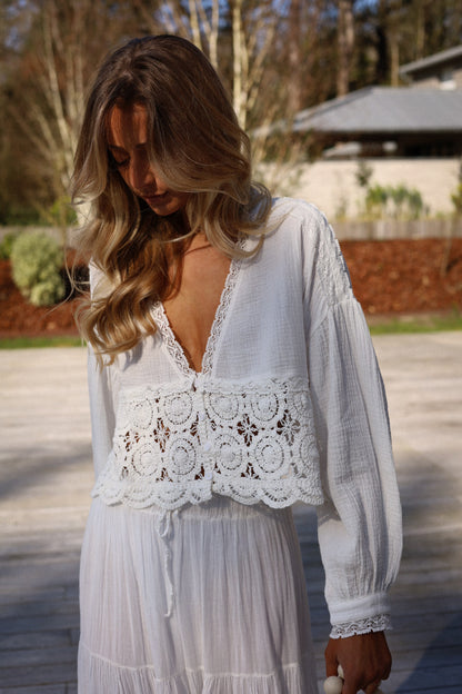 Yacinta blanche - Blouse brodée