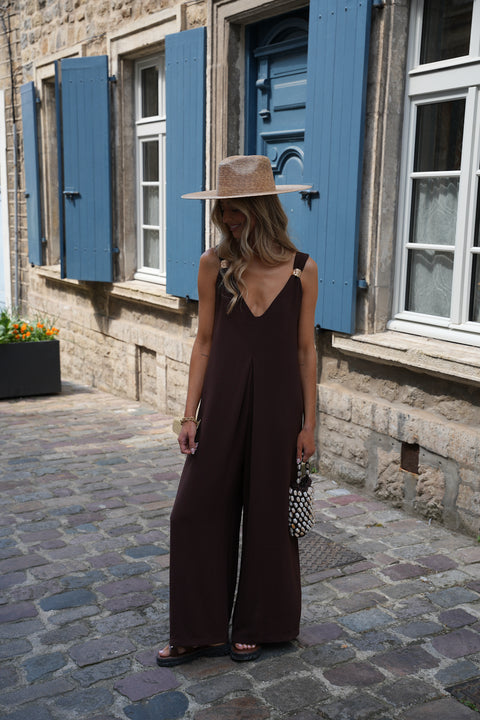Karen chocolat - Combinaison pantalon