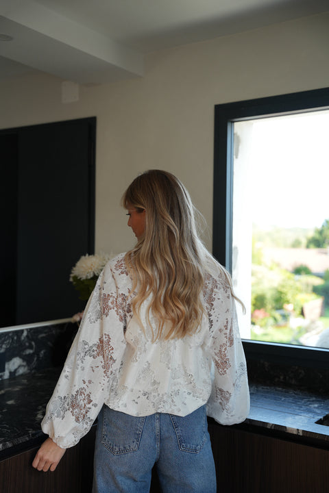 Sibel blanche - Blouse dentelle