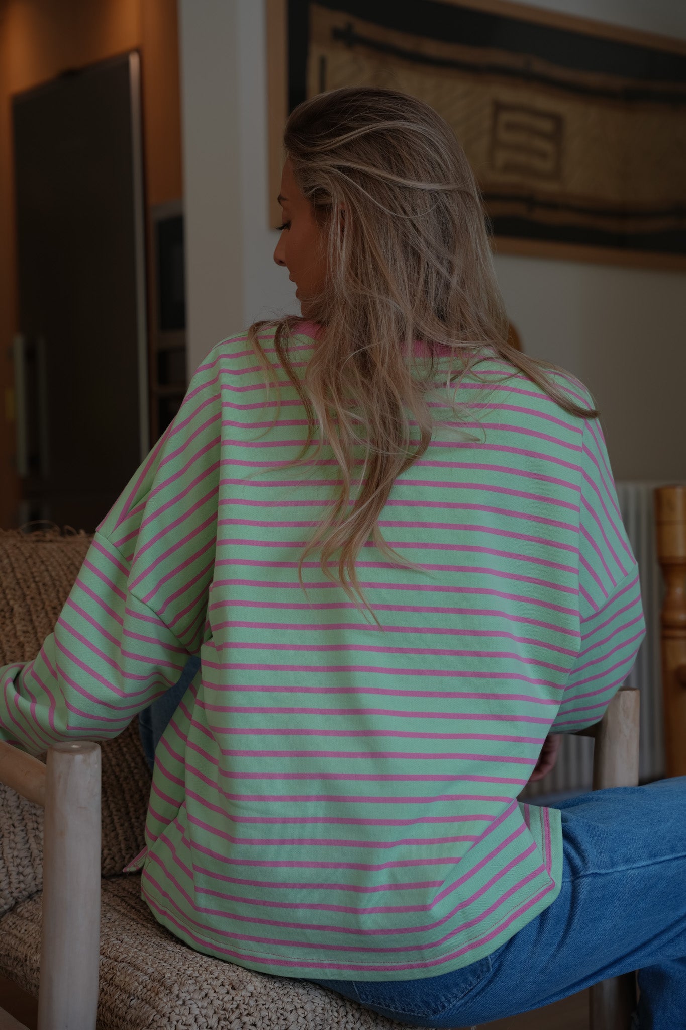 Fam vert - Sweat-shirt rayé