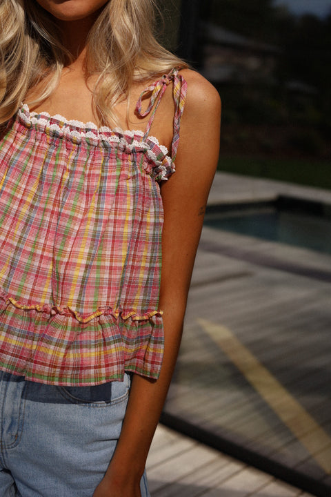 Darcy coloré - Top carreaux