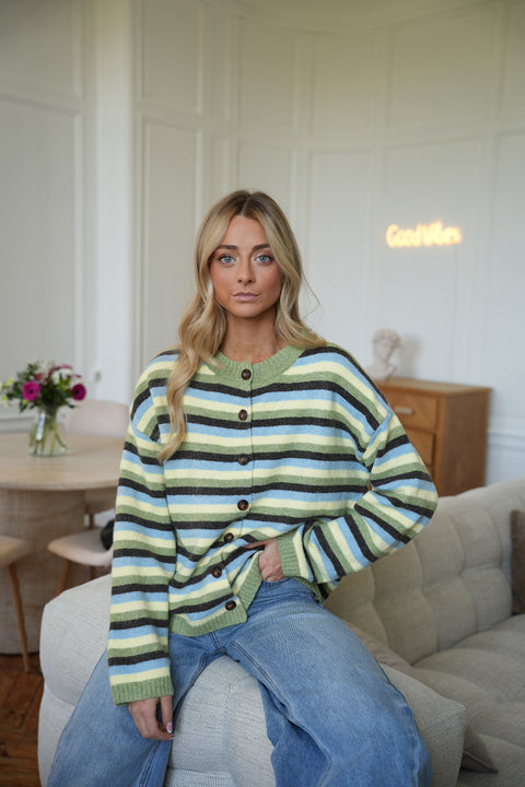 Victor vert - Gilet rayé