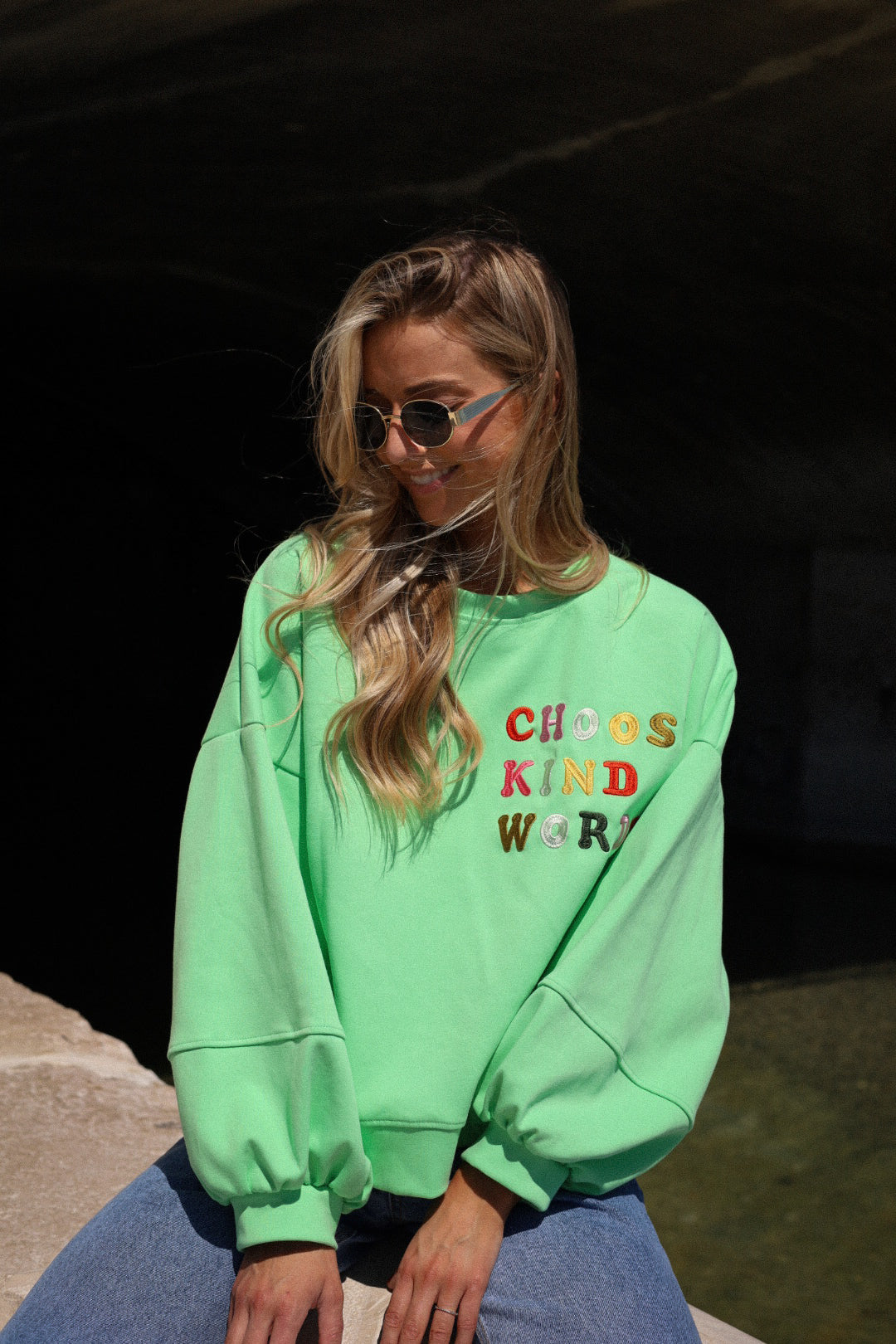 Romane vert - Sweat-shirt brodé
