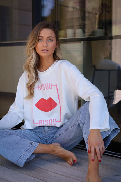 Zach blanc - Sweat-shirt bisou