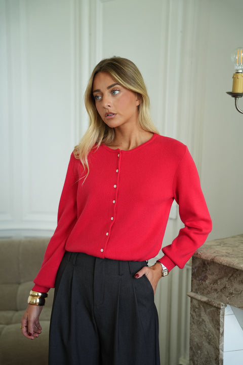 Nona rouge - Gilet boutonné