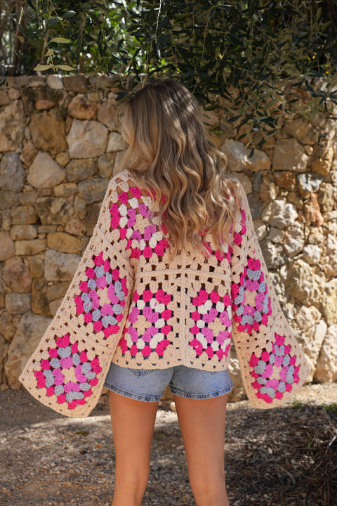 Dima rose - Gilet en crochet