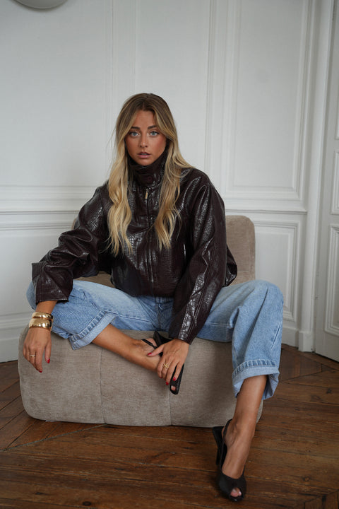 Loreen prune - Veste similicuir