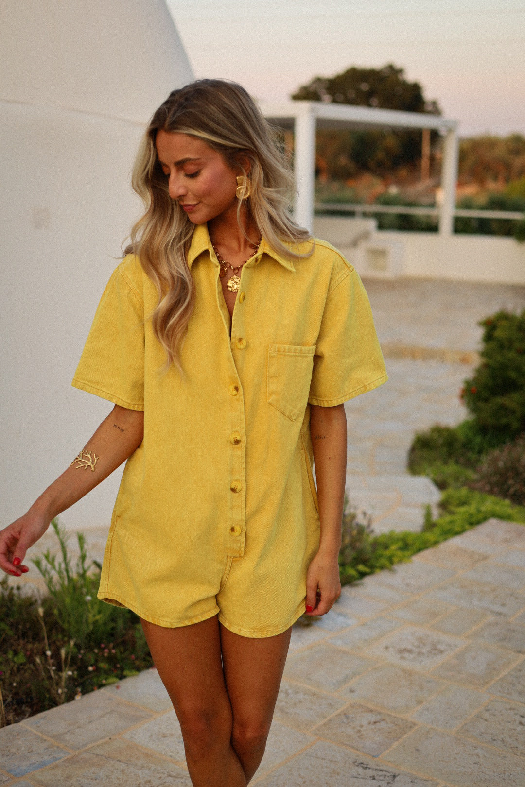 Tracie jaune - Combishort jean